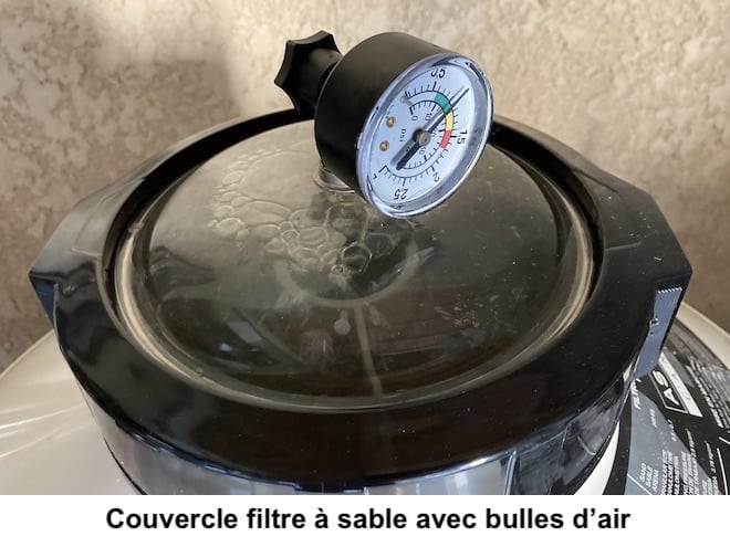 Couvercle filtre à sable avec bulles d'air